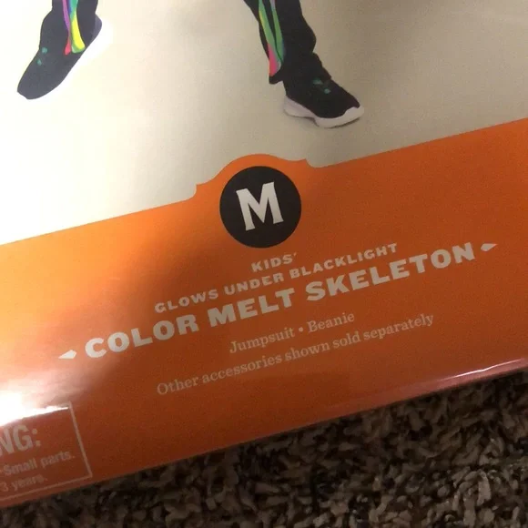 🐠Kids Color Melt Skeleton Costume Glow Under Blacklight Size M (8) | NWT - Picture 3 of 5